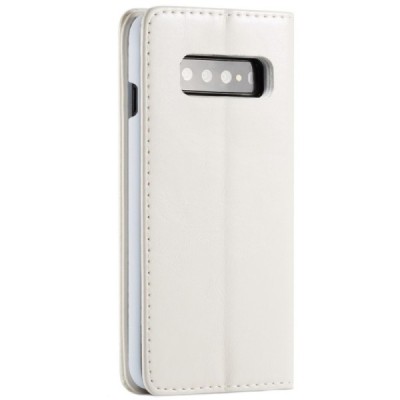 Samsung Galaxy S10+ (G975) „CaseMe“ solidus atverčiamas baltas odinis dėklas - knygutė / Priedai.lt