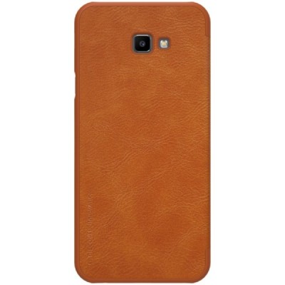 Prabangus „Nillkin“ Qin serijos rudas odinis atverčiamas Samsung Galaxy J4+ (J400F) dėklas / Priedai.lt