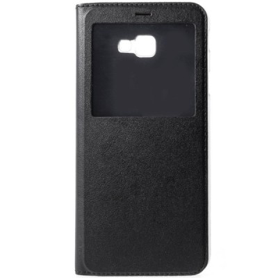 Samsung Galaxy J4+ (J400F) juodas odinis atverčiamas dėklas su langeliu / Priedai.lt