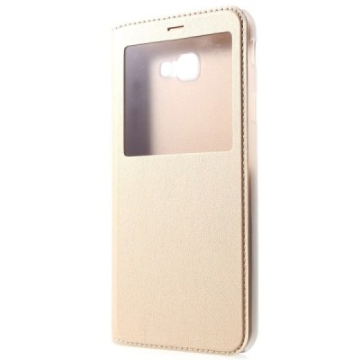 Samsung Galaxy J4+ (J400F) auksinis odinis atverčiamas dėklas su langeliu / Priedai.lt