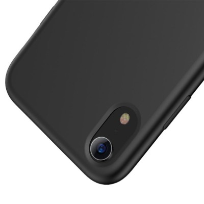 „Rubberized“ Apple iPhone Xr juodas kieto silikono dėklas / Priedai.lt