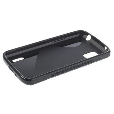 Juodas Nexus 4 E960 kieto silikono (TPU) dėklas / Priedai.lt