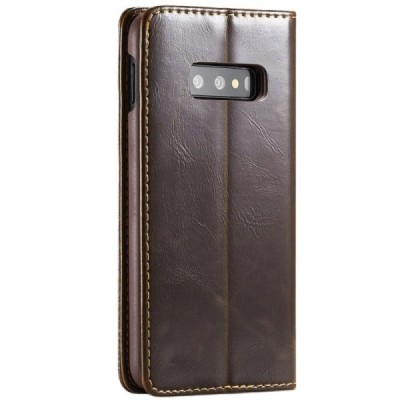 Samsung Galaxy S10e (G970) „CaseMe“ solidus atverčiamas rudas odinis dėklas - knygutė / Priedai.lt