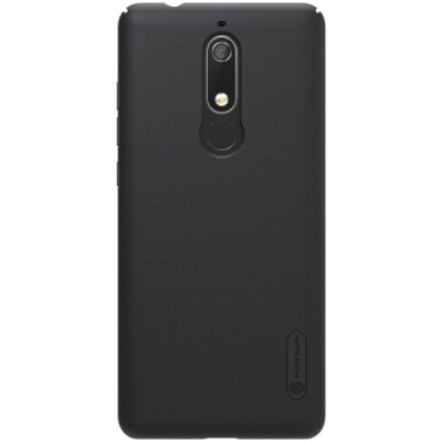 Nokia 5.1 Plus (2018) Frosted Shield juodas plastikinis dėklas + apsauginė ekrano plėvelė / Priedai.lt