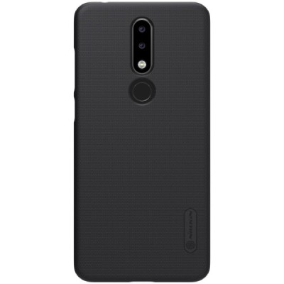Nokia 5.1 Plus (2018) Frosted Shield juodas plastikinis dėklas + apsauginė ekrano plėvelė / Priedai.lt
