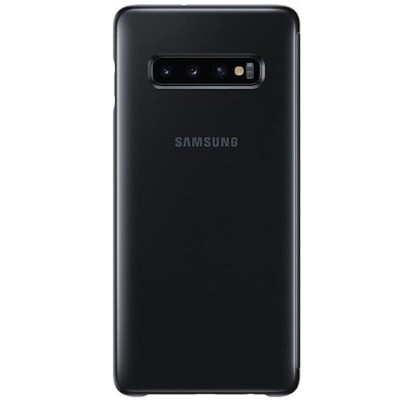 Samsung Galaxy S10+ (G975) originalus Clear View Standing Cover atverčiamas juodas dėklas  / Priedai.lt