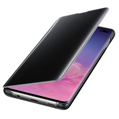 Samsung Galaxy S10+ (G975) originalus Clear View Standing Cover atverčiamas juodas dėklas  / Priedai.lt