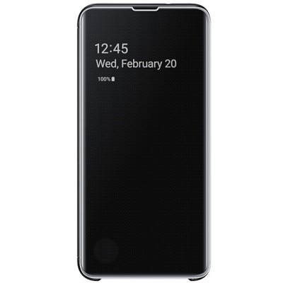 Samsung Galaxy S10e (G970) originalus Clear View Standing Cover atverčiamas juodas dėklas  / Priedai.lt