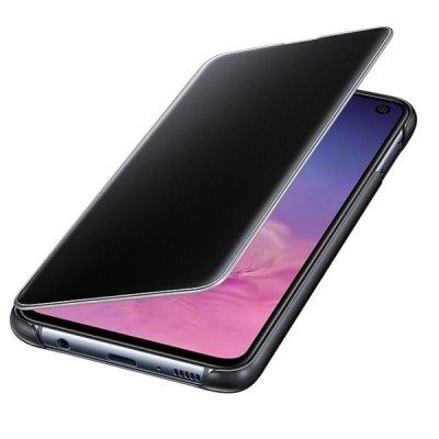 Samsung Galaxy S10e (G970) originalus Clear View Standing Cover atverčiamas juodas dėklas  / Priedai.lt
