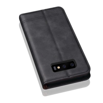 „Deluxe“ atverčiamas juodas odinis Samsung Galaxy S10e (G970) dėklas - knygutė / Priedai.lt