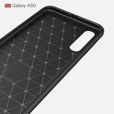 Samsung Galaxy A50 A505F (A50s A507F, A30s A307F) „Carbon“ kieto silikono TPU juodas dėklas - nugarėlė / Priedai.lt