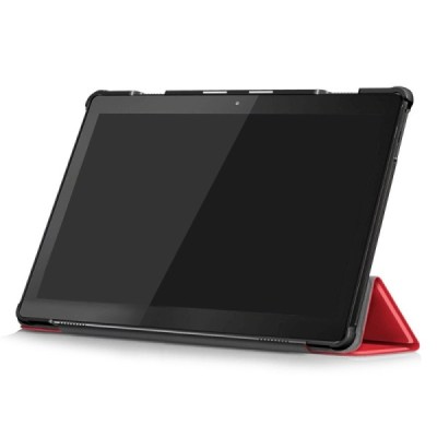Lenovo Tab M10 10.1" (TB-X605F) atverčiamas raudonas odinis dėklas (sulankstomas) / Priedai.lt