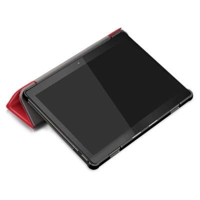 Lenovo Tab M10 10.1" (TB-X605F) atverčiamas raudonas odinis dėklas (sulankstomas) / Priedai.lt