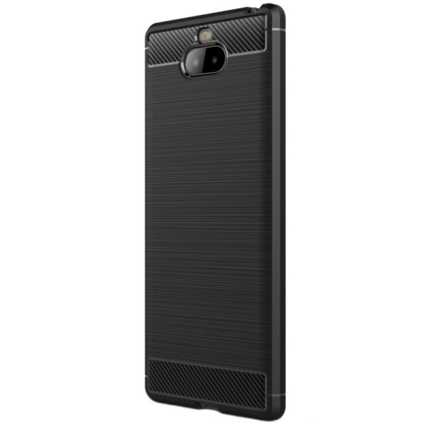 „Carbon“ Kõva silikoon (TPU) kaaned - must (Xperia 10 Plus)