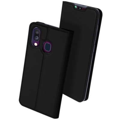 „Dux Ducis“ Skin serijos Samsung Galaxy A40 (A405F) juodas odinis atverčiamas dėklas / Priedai.lt