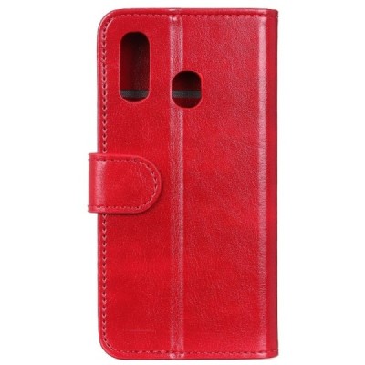 Samsung Galaxy A40 (A405F) atverčiamas raudonas odinis dėklas - piniginė / Priedai.lt