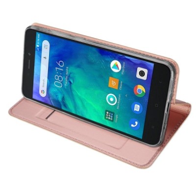 „Dux Ducis“ Skin serijos Xiaomi Redmi Go rožinis odinis atverčiamas dėklas / Priedai.lt