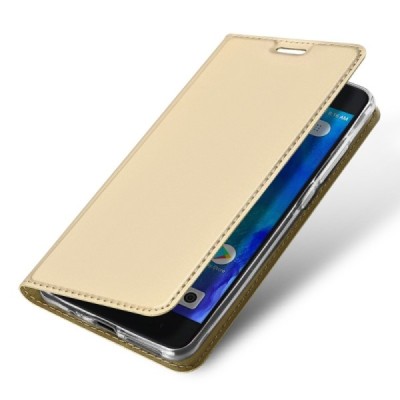 „Dux Ducis“ Skin serijos Xiaomi Redmi Go auksinis odinis atverčiamas dėklas / Priedai.lt