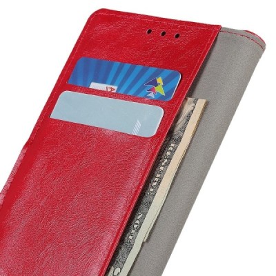 Xiaomi Redmi Go atverčiamas raudonas odinis dėklas, knygutė - piniginė / Priedai.lt