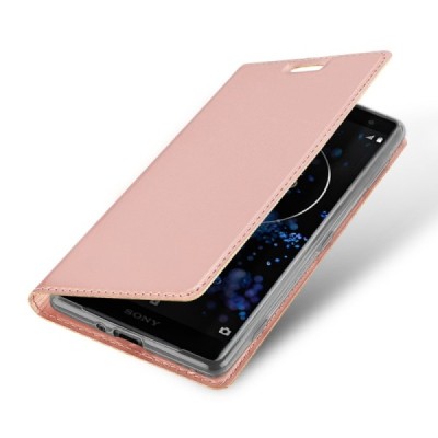 „Dux Ducis“ Skin serijos Sony Xperia XZ2 Premium rožinis odinis atverčiamas dėklas / Priedai.lt