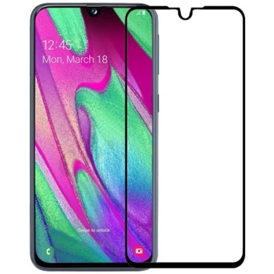 Samsung Galaxy A40 (A405F) „Rurihai“ 9H Tempered Glass sustiprintos apsaugos juodas pilnai dengiantis apsauginis ekrano stiklas