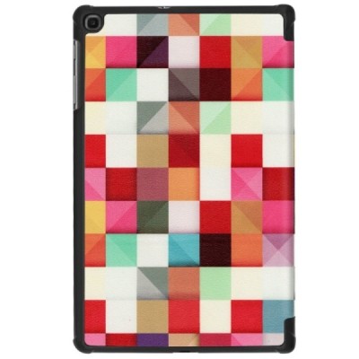 Samsung Galaxy Tab A 10.1 2019 (T515, T510) atverčiamas spalvotas „Cubes“ dėklas - knygutė / Priedai.lt