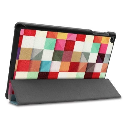 Samsung Galaxy Tab A 10.1 2019 (T515, T510) atverčiamas spalvotas „Cubes“ dėklas - knygutė / Priedai.lt