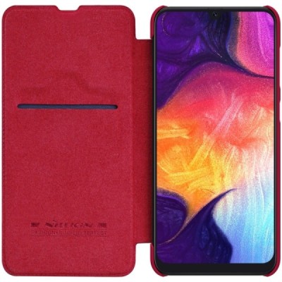 Prabangus „Nillkin“ Qin serijos raudonas odinis atverčiamas Samsung Galaxy A50 A505F (A50s A507F, A30s A307F) dėklas / Priedai.l