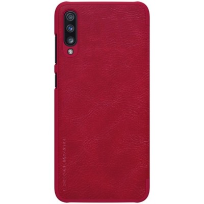 Prabangus „Nillkin“ Qin serijos raudonas odinis atverčiamas Samsung Galaxy A70 (A705F) dėklas / Priedai.lt