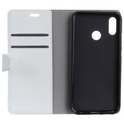 Xiaomi Redmi Note 7 (Redmi Note 7 Pro) atverčiamas baltas odinis dėklas, knygutė - piniginė / Priedai.lt