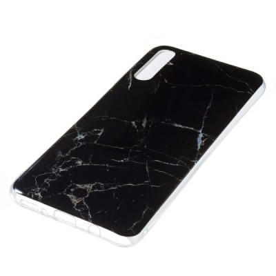Samsung Galaxy A7 2018 (A750) „Marble“ kieto silikono TPU juodas dėklas - nugarėlė / Priedai.lt
