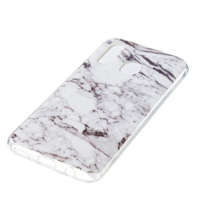 Samsung Galaxy A40 (A405F) „Marble“ kieto silikono TPU baltas dėklas - nugarėlė / Priedai.lt