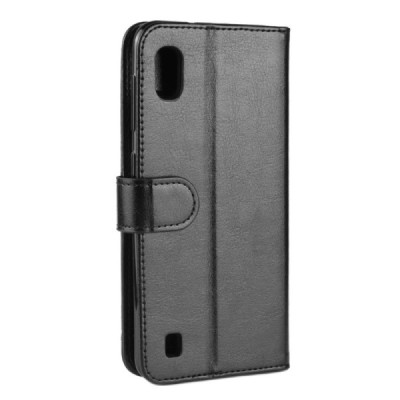 Samsung Galaxy A10 (A105F) atverčiamas juodas odinis dėklas - piniginė / Priedai.lt