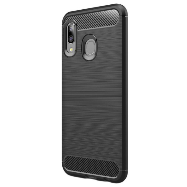 „Carbon“ Kõva silikoon (TPU) kaaned - must (Galaxy A20e)