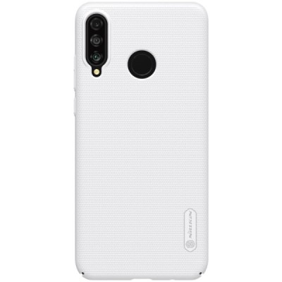 Nillkin Frosted Shield Huawei P30 Lite baltas plastikinis dėklas / Priedai.lt