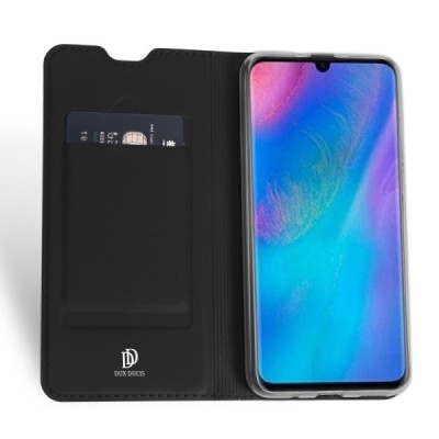 „Dux Ducis“ Skin serijos Huawei P30 Lite juodas odinis atverčiamas dėklas / Priedai.lt