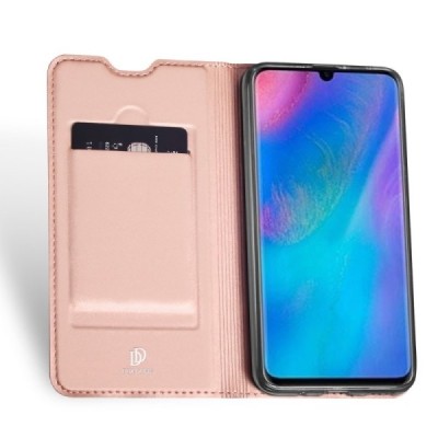 „Dux Ducis“ Skin serijos Huawei P30 Lite rožinis odinis atverčiamas dėklas / Priedai.lt