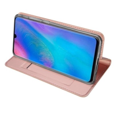 „Dux Ducis“ Skin serijos Huawei P30 Lite rožinis odinis atverčiamas dėklas / Priedai.lt