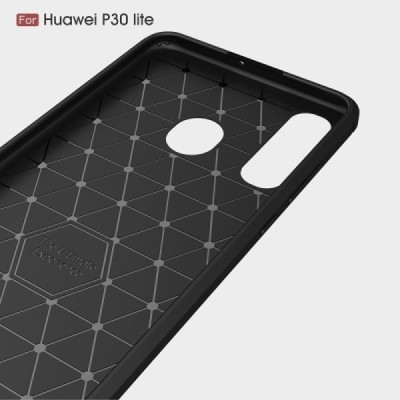 Huawei P30 Lite „Carbon“ kieto silikono TPU juodas dėklas - nugarėlė / Priedai.lt