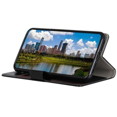 OnePlus 7 (OnePlus Seven) atverčiamas juodas odinis dėklas, knygutė - piniginė / Priedai.lt