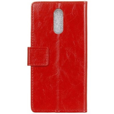 OnePlus 7 (OnePlus Seven) atverčiamas raudonas odinis dėklas, knygutė - piniginė / Priedai.lt