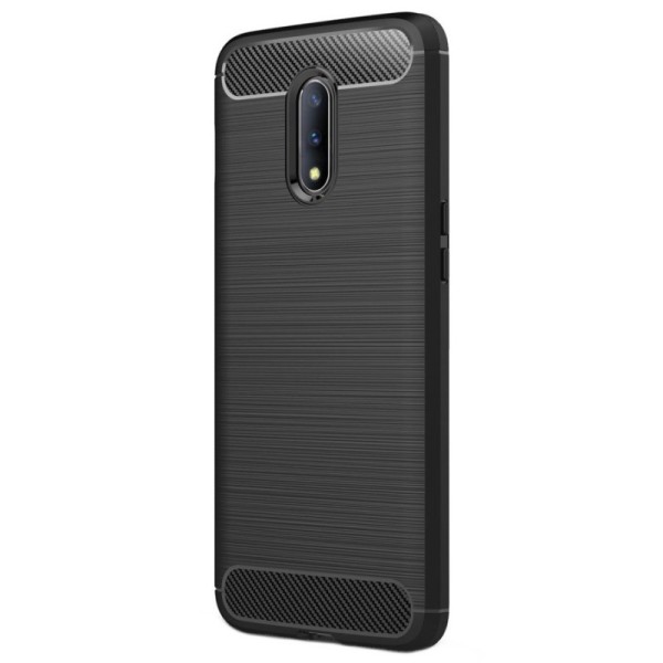 „Carbon“ Kõva silikoon (TPU) kaaned - must (OnePlus 7)