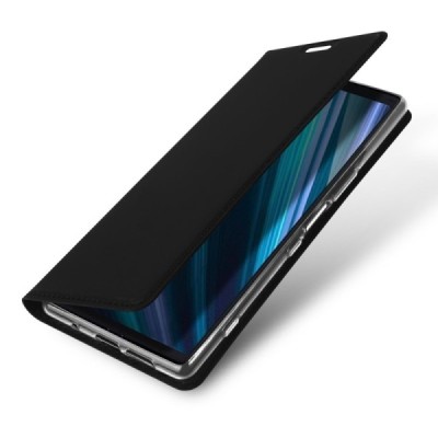 „Dux Ducis“ Skin serijos Sony Xperia 1 (XZ4) juodas odinis atverčiamas dėklas / Priedai.lt