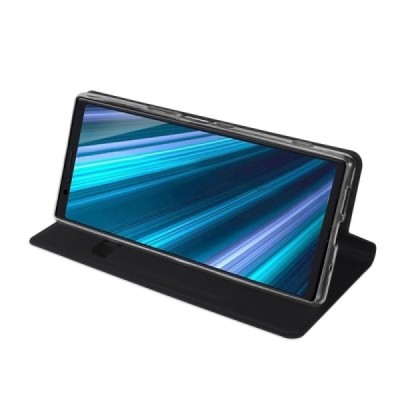 „Dux Ducis“ Skin serijos Sony Xperia 1 (XZ4) juodas odinis atverčiamas dėklas / Priedai.lt
