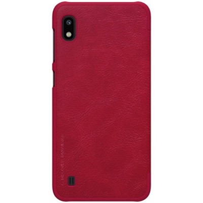 Prabangus „Nillkin“ Qin serijos raudonas odinis atverčiamas Samsung Galaxy A10 (A105F) dėklas / Priedai.lt