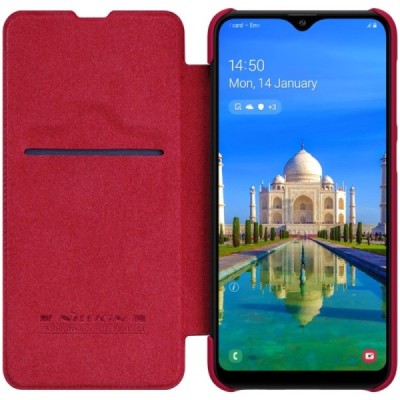 Prabangus „Nillkin“ Qin serijos raudonas odinis atverčiamas Samsung Galaxy A10 (A105F) dėklas / Priedai.lt