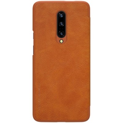 Prabangus „Nillkin“ Qin serijos rudas odinis atverčiamas OnePlus 7 Pro dėklas - knygutė / Priedai.lt
