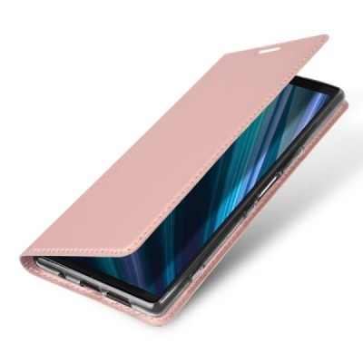 „Dux Ducis“ Skin serijos Sony Xperia 1 (XZ4) rožinis odinis atverčiamas dėklas / Priedai.lt