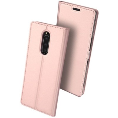 „Dux Ducis“ Skin serijos Sony Xperia 1 (XZ4) rožinis odinis atverčiamas dėklas / Priedai.lt