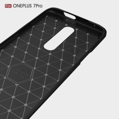 OnePlus 7 Pro Mofi Carbon kieto silikono TPU juodas dėklas - nugarėlė / Priedai.lt